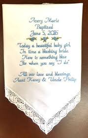 Click to see full answer. Baptism Handkerchief Special Baptism Gift Embroidered Handkerchief Baptism Gift For Boy O Christening Gifts For Girls Baptism Gifts For Girls Christening Gifts