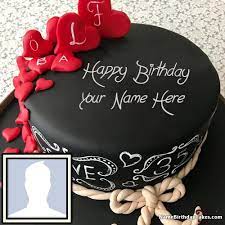 Yellow floral border birthday cake with name edit. Happy Birthday Cake With Name Edit