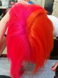 Half Orange Half Pink Hair Pink Hair Hair Styles Hair