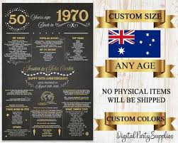 Australian 50th Anniversary Gifts 1970 Anniversary Poster 50 Years Ago In 1970 Anniversary Chalkboard 50th Wedding Gifts For Parents In 2020 Birthday Poster Anniversary Chalkboard 60th Birthday Poster