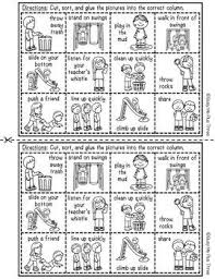 Playground Rules Sort Worksheet Activity Playground Behavior And Choices Playground Rules Sorting Playground