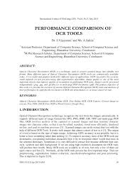 Pdf Performance Comparison Of Ocr Tools