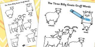 My class always took a field trip to a nearby farm in the spring. The Three Billy Goats Gruff Words Colouring Sheet Colouring