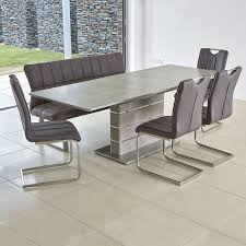 Our roundup of top expandable dining tables will effortlessly transition from a table for 6 to 12 when those dinner plans inevitably change. Novara Concrete Effect 160cm Extending Dining Table Grey Fabric Bench 4 Chairs
