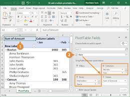 Add Multiple Columns To A Pivot Table Customguide