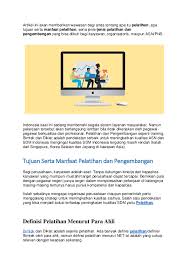 .dalam memberikan pembinaan dan kesempatan pengembangan karir bagi para pegawainya. Pelatihan Dan Pengembangan Karyawan Research Papers Academia Edu