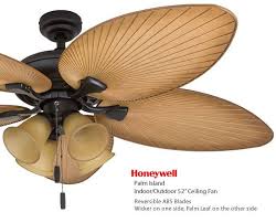 Honeywell Palm Island Indoor Outdoor 52 Ceiling Fans Reversible Blades Have Faux Wicker On One Side Faux Palm Leaf O Ceiling Fan Coastal Style Outdoor Fan