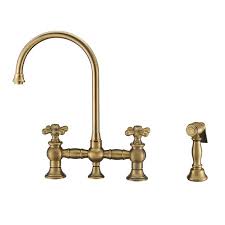 Available standard in an array of finishes including unlacquered brass and gunmetal, users have the freedom to choose pieces that cater to their discerning tastes. Whitehaus Whkbtcr3 9101 Nt C Vintage Iii Plus Bridge Faucet With Long Gooseneck Swivel Spout Cross Handles And Solid