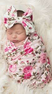 Floral Swaddle Blanket Headband Set Baby Girl Blankets Personalized Baby Blankets Girl Blankets
