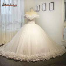 100 Real Photos White Cinderella Wedding Dress Fluffy Princess Wedding Ball Gown Fluffy Wedding Dress Wedding Dresses Cinderella Bridal Gowns Mermaid