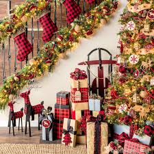 This Christmas Give Your Home Cozy Cabin Charm With The Warm And Rustic Northwood Lodge Collection Christmas Lodge Plaid Christmas Decor Christmas Interiors