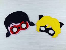 Miraculous Ladybug Cat Noir Mask Set Ladybird Felt Mask Girl Felt Mask Ladybird Mask Bug Mask Woodland Animal Mask Halloween Miraculous Ladybug Party Ladybug Party Ladybug