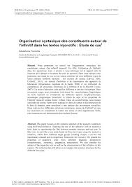 Pdf Organisation Syntaxique Des Constituants Autour De L Infinitif Dans Les Textes Injonctifs Etude De Cas