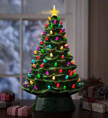 Starry night 15″ lighted best ceramic christmas tree Lighted Ceramic Christmas Tree Battery Operated Green Plowhearth