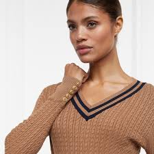 Holland Cooper Womens Zoe V-Neck Knitted Jumper