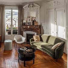 Living Room Home Decor House Decoration Parisian Apartment Luxury Small Spaces Green Velvet Sofa Vintage Sofa Home Home Decor Apartment Decor