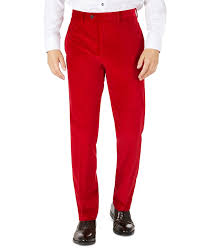 Tallia Men S Slim Fit Bright Red Velvet Suit Separate Pants Reviews Pants Men Macy S