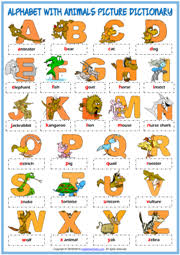 Our alphabet worksheets are intended to help push your child through that door with a variety of exercises that enlighten and entertain at the same time. Alphabet With Animals Esl Picture Dictionary For Kids
