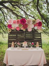 Pink Farm Animal Baby Shower Inspired By This Bridal Shower Rustic Paper Flowers Wedding Wedding Shower Brunch Decorations