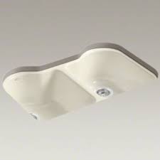5 hole cast iron single bowl undermount kitchen sink in basalt. Kohler K 5818 5u 47 Hartland Double Bowl Kitchen Sink Undermount With 5 Faucet Holes Almond Faucetdepot Com