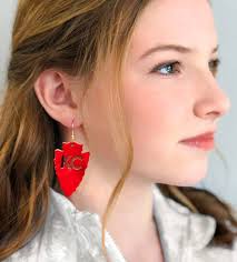 Handmade Genuine Leather Inlay KC and 15 Mahomes Earrings KC Chiefs  Arrowhead and Petite Drop 15 or KC Chiefs Throwback Leather Earrings