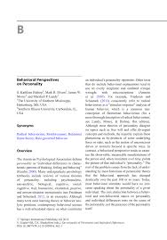 Pdf Behavioral Perspectives On Personality