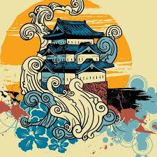 Japanese Tee Graphics Vector With Old Temple Japanese Wall Art Japanese Background Asian Artwork
