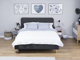 Garnicht so einfach zu finden! Polsterbett Leinenoptik Grau Lattenrost 160 X 200 Cm Rennes Beliani De