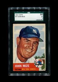 1953 JOHN MIZE TOPPS #77 YANKEES SGC 5