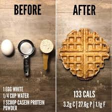 3 Ingredient Casein Protein Waffles These Waffles Have Become Part Of My Nightly Routine They Are S Casein Protein Recipes Good Protein Foods Protein Waffles
