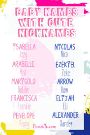 Baby Names With Cute Nicknames Cute Nicknames Cute Baby Names Baby Names