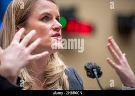 Former Facebook employee Frances Haugen speaks during a hearing of the  Senate Commerce, Science, and Transportation Subcommittee
