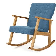 Chrome is in good vintage condition. Amazon Com Christopher Knight Home Harvey Mid Century Modern Fabric Rocking Chair Muted Blue Light Walnut Furniture Decor