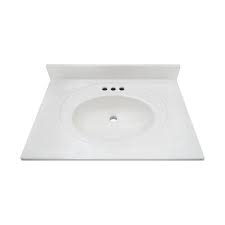 Give your bathroom a bold new look. Magick Woods Elements 25 W X 19 D White Swirl Cultured Marble Vanity Top With Oval Integrated Recessed Bowl At Menards