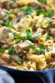 One Skillet Pork Pasta Recipe Pork Pasta Leftover Pork Loin Recipes Pork Recipes