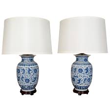 Pair Of Blue And White Porcelain Chinese Ginger Jar Lamps Ginger Jar Lamp Jar Table Lamp Blue And White
