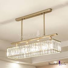 Rectangle Living Room Chandelier Metal 4 Lights Vintage Chandelier Light With Clear Crystal In 2020 Chandelier In Living Room Rectangle Living Room Chandelier Lighting