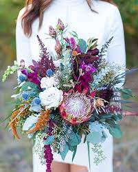 Hop vine garland 18' long 7.24.18. Bouquet Inspiration For A Boho Wedding Or A Jewel Tone Color Scheme Not To Diy Flower Arrangements Wedding Flower Bouquet Wedding Wedding Flower Arrangements