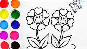 Flores para dibujar para niños. Como Dibujar Y Colorear Flores De Arco Iris Videos Para Ninos Learn Colors Funkeep Youtube
