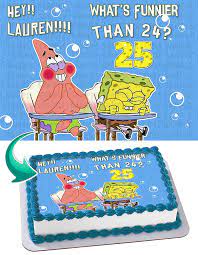 Amazon.com: Spongebob Whats funnier than 24 Edible Image Cake Topper Party  Personalized 1/4 Sheet : Grocery & Gourmet Food