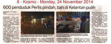 Banjir yang mengalami kemusnahan rumah dan harta benda secara total akibat banjir besar yang melanda negeri kelantan, malaysia pada 2014. Kosmo24 11 14 600 Penduduk Perlis Pindah Bah Di Kelantan Pulih Jpg