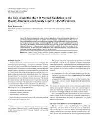 Through calibration of measurement systems, validation of methods, and quality control programs, reference materials ensure accuracy in testing. Pdf The Role Of And The Place Of Method Validation In The Quality Assurance And Quality Control Qa Qc System