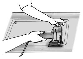 cutting a hole in a countertop for the