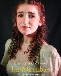 Harper Minalga is playing Cosette in our Valley Student Theatre production  of Les Miserables. 🇫🇷♥️ Les Miserables will be