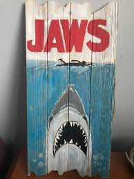 Jaws Shark Movie Wooden Sign Home Decor 18 9 X 9 6 X 0 3 Surfer Room Decor Wooden Signs Shark Decor
