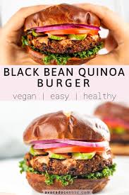Black Bean Quinoa Burger Vegan Gluten Free Avocado Centric Recipe Quinoa Burgers Veggie Burgers Recipe Homemade Vegan Burgers