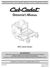 View cub cadet rzt 50 documents online or download in pdf. Cub Cadet Rzt L 42 Operator S Manual Pdf Download Manualslib