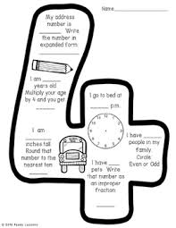 This lesson incorporates literature, writing, comparison skills, and social skills. Free First Day Of School Activity 4th Grade Math About Me All About Me Worksheet