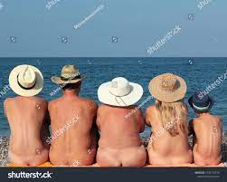 Naked Family Hats Sitting On Beach Stock Photo 1042719796 | Shutterstock
