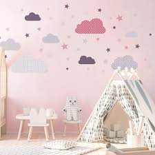 Stickers Enfant Nuages Scandinaves Et Pleins Etoiles Stickers Enfant Deco Chambre Enfant Nuage